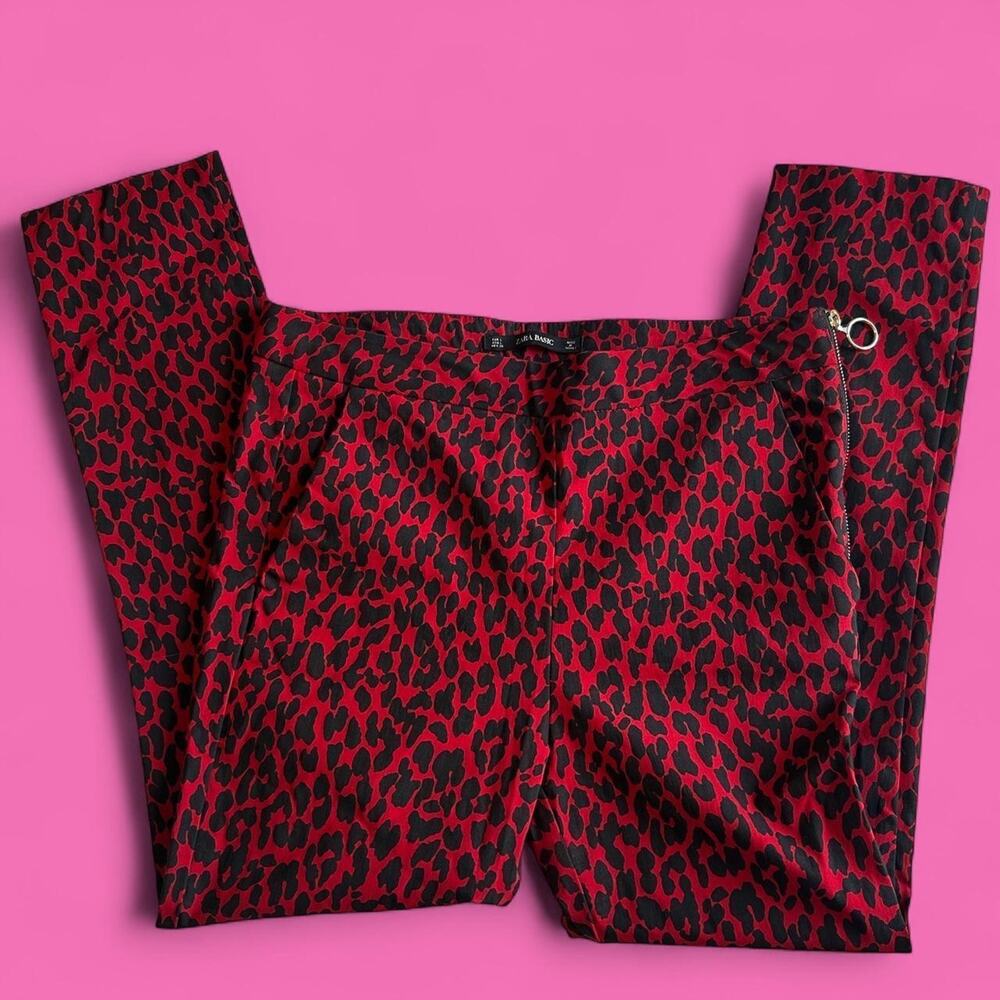 Zara basic red leopard pants